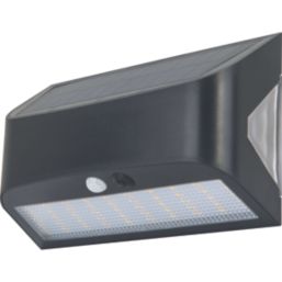 Luceco Prysm Outdoor LED Solar-Powered Wall Light, USB Rechargeable With PIR Sensor Black 600lm