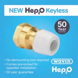 Hep2O  Plastic Push-Fit Adapting Keyless Female Coupler 15mm x 3/4"