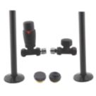 ETAL Danva 15mm x 1/2" Anthracite Straight & L/S Modern Thermostatic Radiator Valve & Lockshield