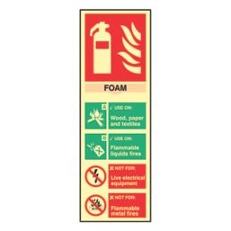 Essentials  Photoluminescent "Fire Extinguisher Foam" Sign 300mm x 100mm