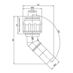Flomasta  Plastic Push-Fit Equal 135° Spigot Elbow 22mm