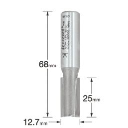 Trend 3/08X1/2TC 1/2" Shank Double-Flute Straight Cutter 12.7mm x 25mm