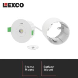 Lexco  Fixed  Recessed Non-Maintained Emergency LED Downlight White 1.6W 300lm 104mm