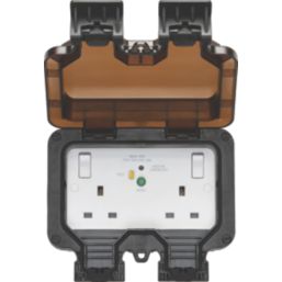 Knightsbridge  IP66 13A 2-Gang DP Weatherproof Outdoor Switched Passive RCD Socket