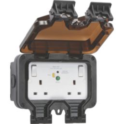 Knightsbridge  IP66 13A 2-Gang DP Weatherproof Outdoor Switched Passive RCD Socket