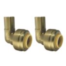 ETAL  Brass Push-Fit Equal 90° Stem Elbow 15mm 2 Pack