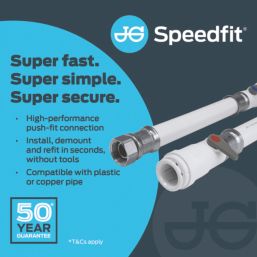 JG Speedfit Push-Fit Union Nuts with Service Valve 15mm x 1/2" x 300mm 2 Pack