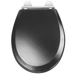 Croydex Lene Soft-Close with Quick-Release Toilet Seat Moulded Wood Black