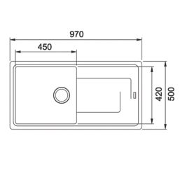 Franke Titan 1 Bowl Composite Kitchen Sink Graphite Reversible 970mm x 500mm