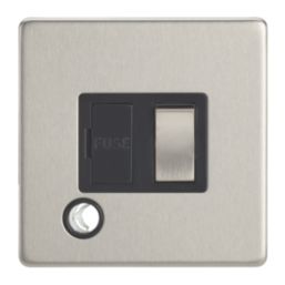 Contactum Lyric 13A Switched Fused Spur & Flex Outlet  Brushed Steel with Black Inserts