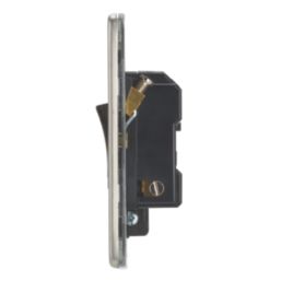 Contactum Lyric 13A Switched Fused Spur & Flex Outlet  Brushed Steel with Black Inserts