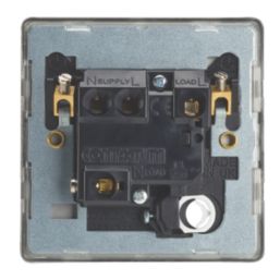 Contactum Lyric 13A Switched Fused Spur & Flex Outlet  Brushed Steel with Black Inserts