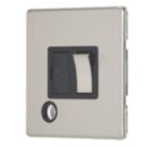 Contactum Lyric 13A Switched Fused Spur & Flex Outlet  Brushed Steel with Black Inserts