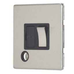 Contactum Lyric 13A Switched Fused Spur & Flex Outlet  Brushed Steel with Black Inserts