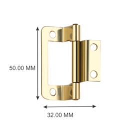 Smith & Locke Polished Brass  Door Hinge 50mm x 32mm 2 Pack