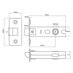 Smith & Locke Brushed Brass Tubular Mortice Latch 76mm Case - 57mm Backset