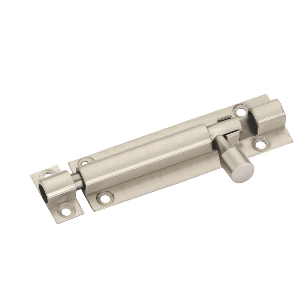 Smith & Locke Straight Barrel Door Bolt Satin Nickel 100mm Screwfix