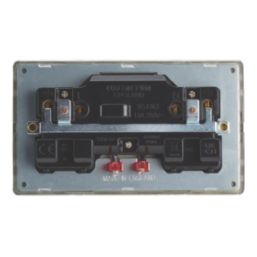 Contactum Lyric 13A 2-Gang DP Switched Socket Outlet Brushed Brass with Neon with Black Inserts