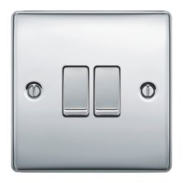 British General Nexus Metal 20A 16AX 2-Gang 2-Way Light Switch  Polished Chrome