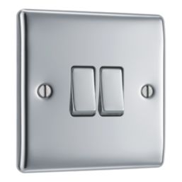 British General Nexus Metal 20A 16AX 2-Gang 2-Way Light Switch  Polished Chrome