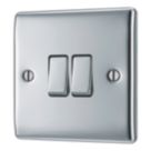 British General Nexus Metal 20A 16AX 2-Gang 2-Way Light Switch  Polished Chrome