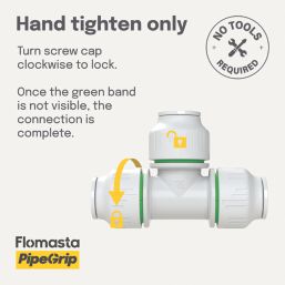 Flomasta  Plastic Push-Fit Equal Tees 22mm 5 Pack