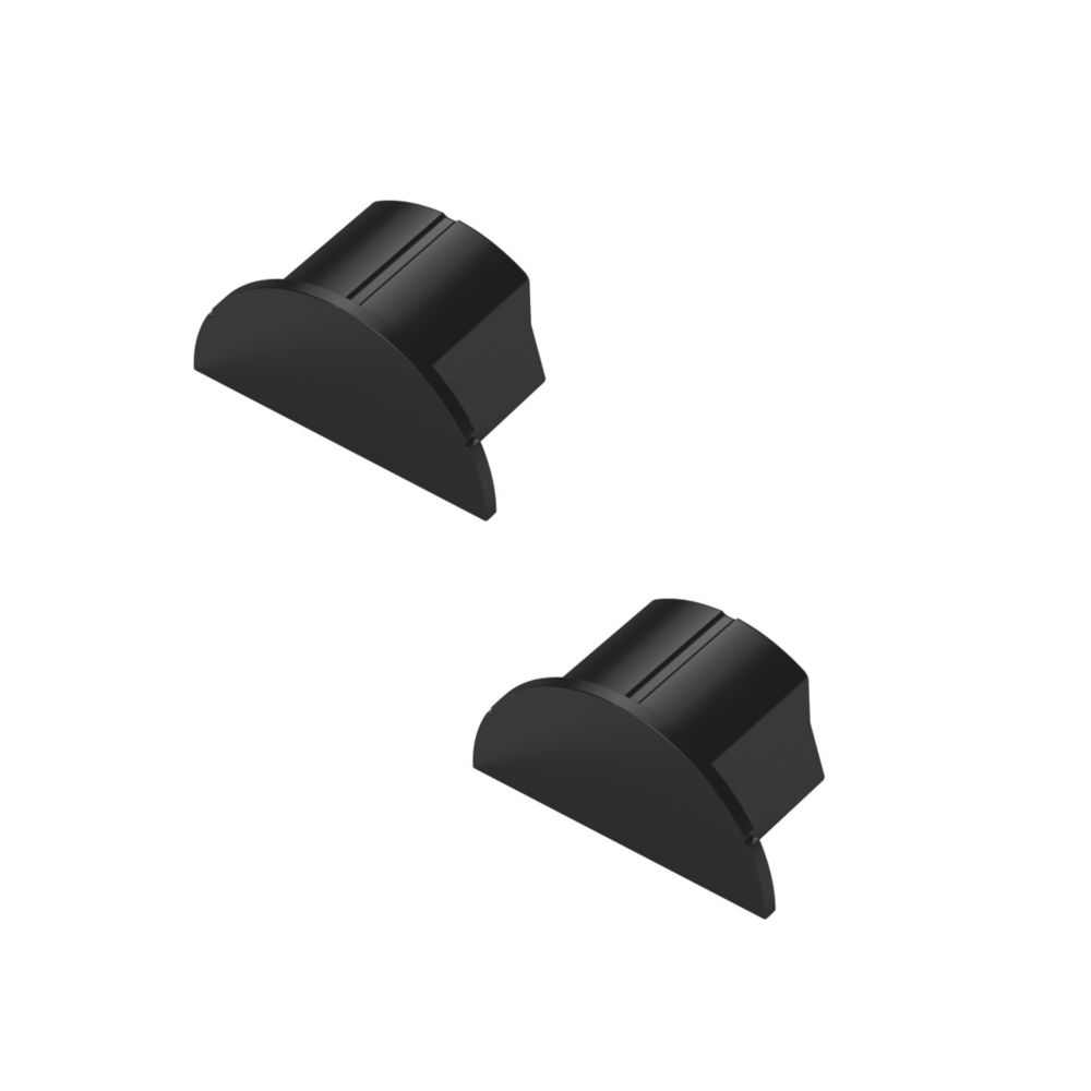 D-Line Black Mini Trunking End Caps 30mm x 15mm 2 Pack - Screwfix