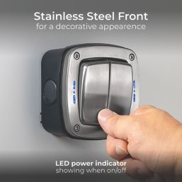 British General  IP66 20A 2-Gang 2-Way Weatherproof Outdoor Switch with LED