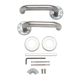 Eurospec  Fire Rated Safety Lever on Rose Pair Polished Stainless Steel