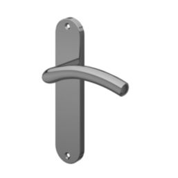 Cooke & Lewis Bourne Fire Rated Latch Lever on Backplate Handle Pair Polished / Black Nickel