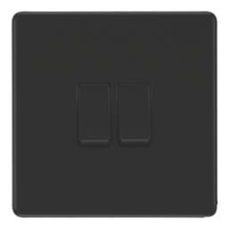 LAP  20A 16AX 2-Gang 2-Way Switch  Matt Black with Colour-Matched Inserts
