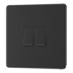 LAP  20A 16AX 2-Gang 2-Way Switch  Matt Black with Colour-Matched Inserts