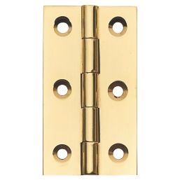 Polished Brass  Solid Drawn Butt Hinges 64mm x 35mm 2 Pack