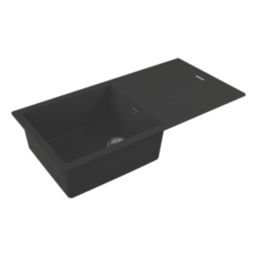Carysil TD100L-MB 1 Bowl Granite Composite Kitchen Sink Midnight Black Reversible 1000mm x 500mm