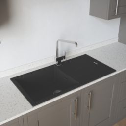 Carysil TD100L-MB 1 Bowl Granite Composite Kitchen Sink Midnight Black Reversible 1000mm x 500mm