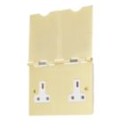 Contactum 3377BBW 13A 2-Gang Unswitched Floor Socket Brushed Brass with White Inserts