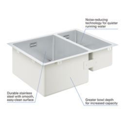 Grohe K700U Left Handed 1.5 Bowl Stainless Steel Undermount Sink  595mm x 450mm