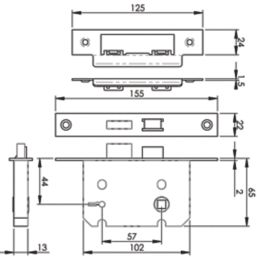 Eurospec  2 Lever Nickel-Plated Rebated Sashlock 64mm Case - 44mm Backset