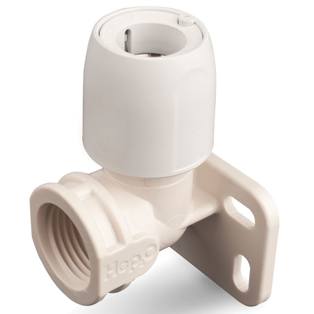 Hep2O Plastic PushFit Adapting 90° Wall Plate Elbow 15mm x 1/2" Screwfix