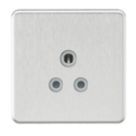 Knightsbridge  5A 1-Gang Unswitched Socket Brushed Chrome with Colour-Matched Inserts