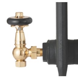 Arroll UK-28 15mm x 1/2" Antique Brass Angled Traditional Thermostatic Radiator Valve & Lockshield