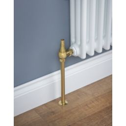 Arroll UK-28 15mm x 1/2" Antique Brass Angled Traditional Thermostatic Radiator Valve & Lockshield