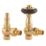 Arroll UK-28 15mm x 1/2" Antique Brass Angled Traditional Thermostatic Radiator Valve & Lockshield