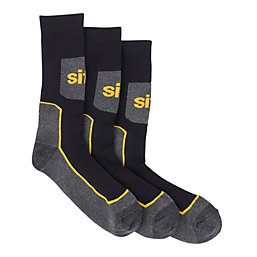 Site Toppan Work Socks Black Size 3-7 3 Pack