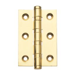 Smith & Locke Polished Brass  Ball Bearing Hinges 75mm x 50.8mm 2 Pack