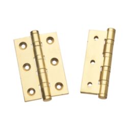 Smith & Locke Polished Brass  Ball Bearing Hinges 75mm x 50.8mm 2 Pack