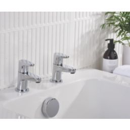 Bristan Quest Chrome 110mm Deck Mounted Lever 2 Tap Holes Bath Pillar Tap