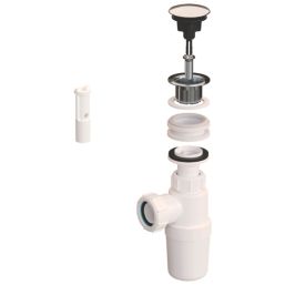 McAlpine Unslotted Pop Up All-in-One Basin Waste with Bottle Trap White 32mm