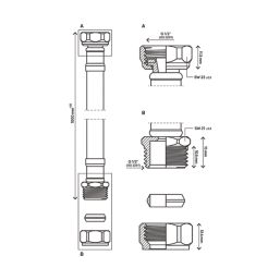 Flomasta Straight Flexible Compression Hose 15mm x 1/2" x 1000mm