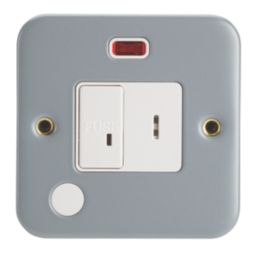 Contactum  13A Switched Metal Clad Secret Key Fused Spur & Flex Outlet with Neon  with White Inserts